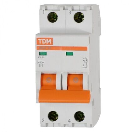 Автоматический выключатель TDM ВА47-29 2Р 10А 4,5кА С