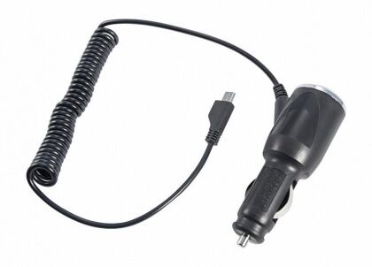 Автозарядка в прикуриватель microUSB (АЗУ)(5V,2 100mA) шнур спираль 1,5м черная