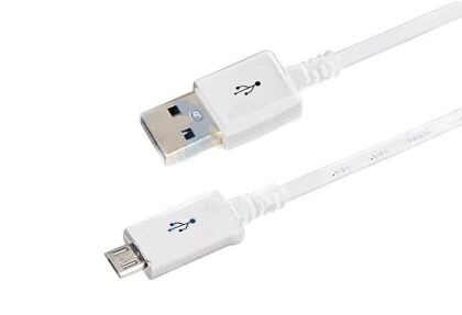 Кабель USB microUSB длинный штекер шнур плоский 1м белый