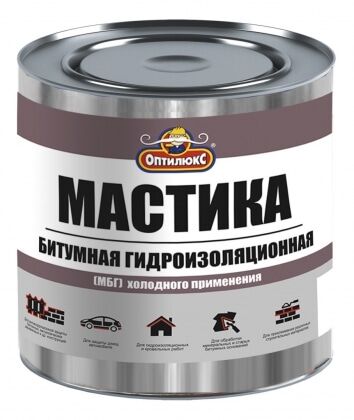 Мастика битумная гидроизолирующая МБГ Оптилюкс, 1,8кг, банка