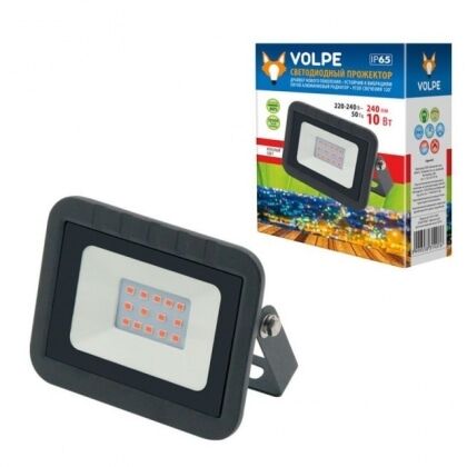 Прожектор светодиодный Volpe ULF-Q511 10W красный свечения IP65 220-240В BLACK к