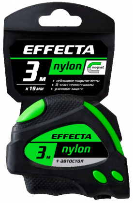 Рулетка 3мх19мм пластиковый корпус Effecta Nylon