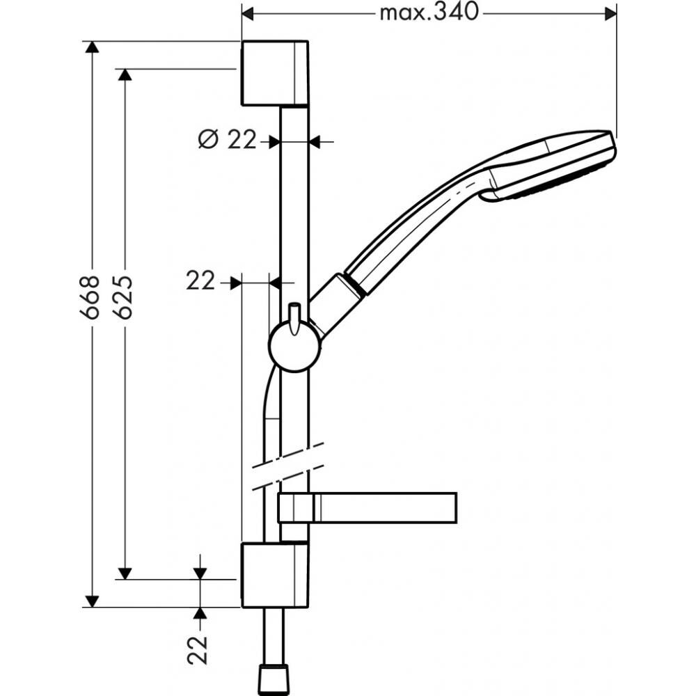 Гарнитур душевой 65см HG Croma 100 Vario/Unica HANSGROHE 27772000