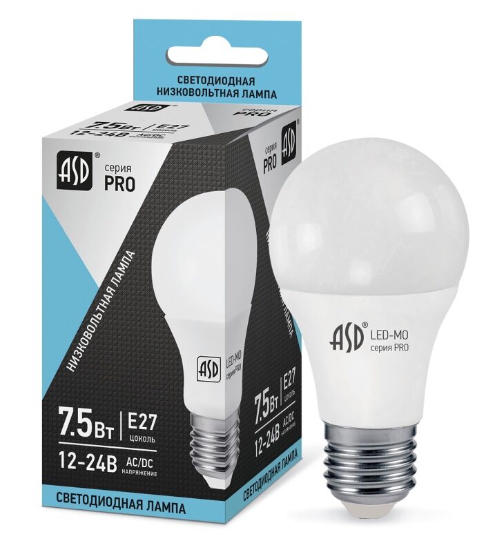 Лампа LED-MO-12/24V-PRO 10Вт Е27 4000К  ASD