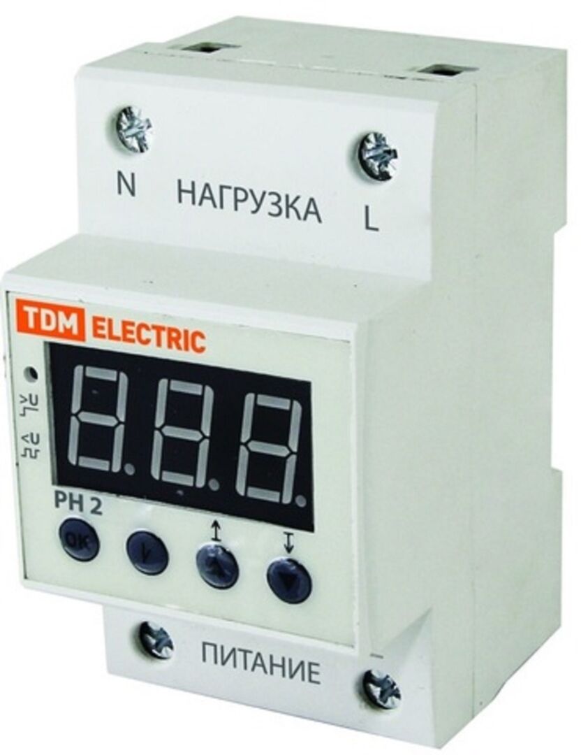 Реле напряжения 1ф серии PH 2 63А-220B с LED-дисплеем TDM