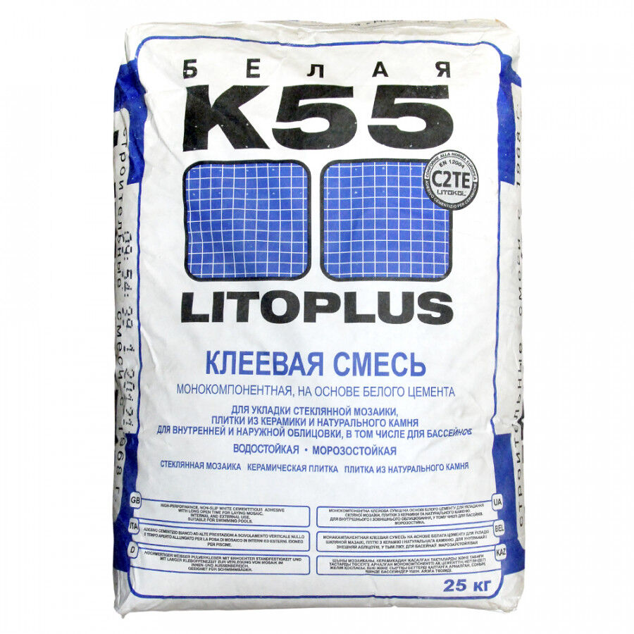 Клей плиточный LitoPlus K55 25кг