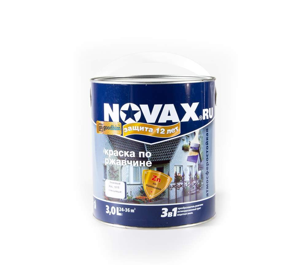 Грунт-эмаль по ржавчине 3 в 1 Novax Goodhim мат.тем.зеленый RAL6026 3л
