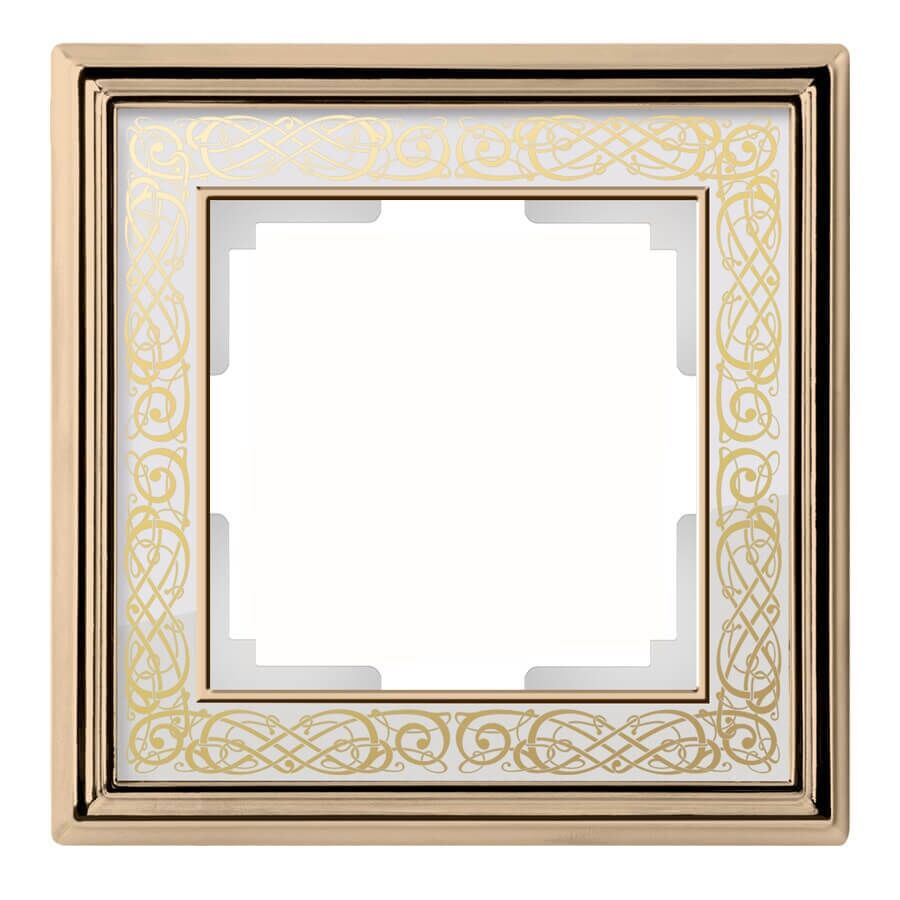 Рамка 1п белый/золото WL77-Frame-01