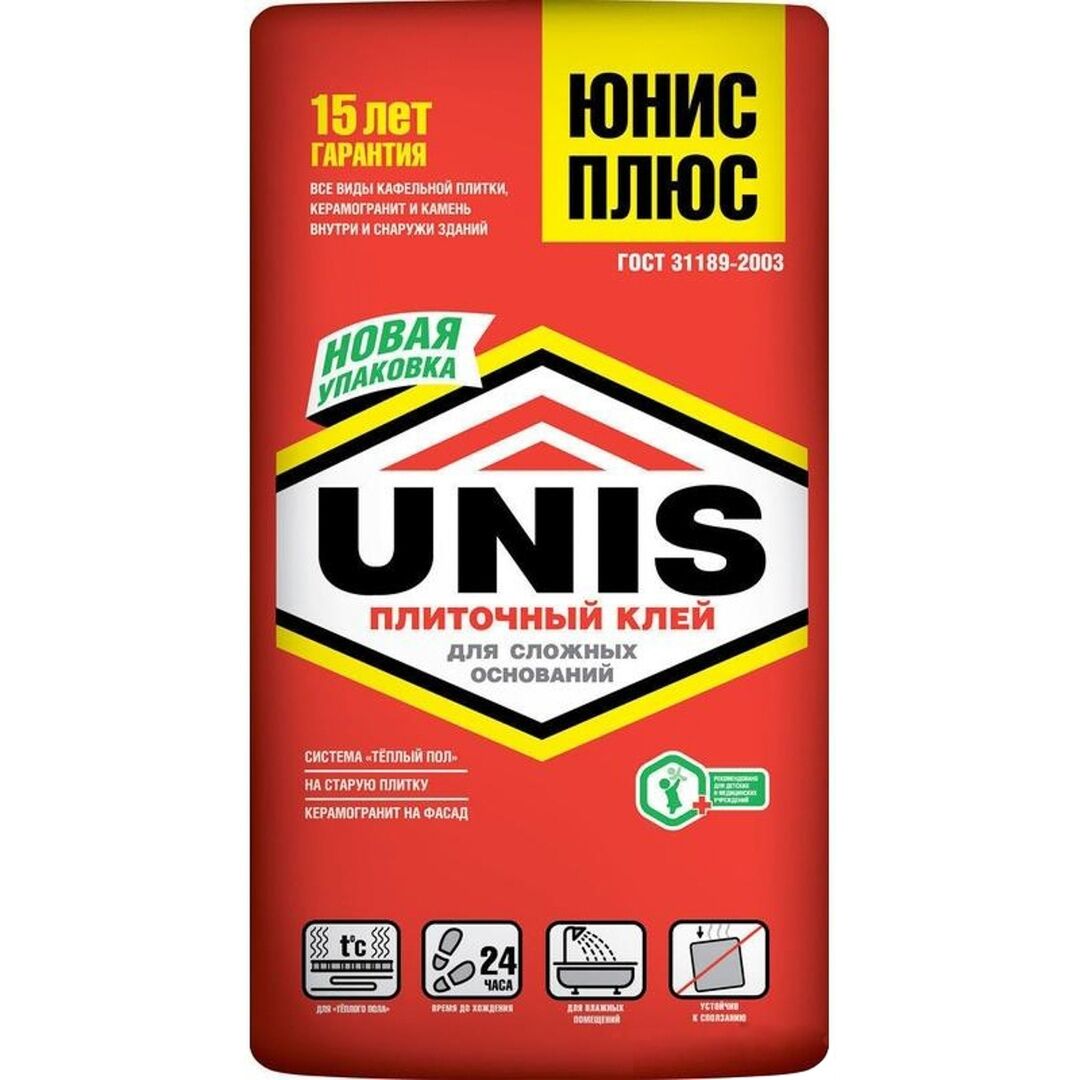 Клей плиточный Юнис Плюс 25кг