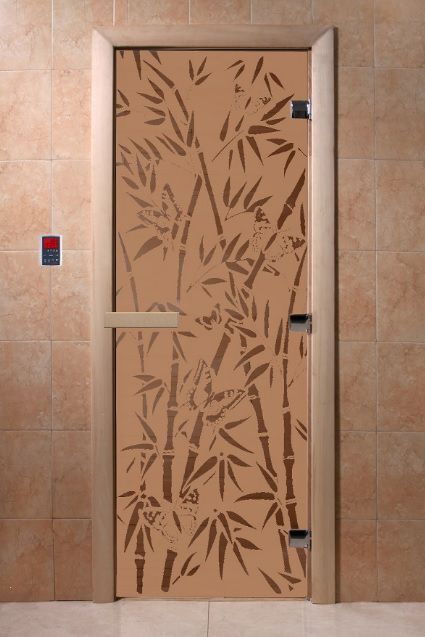Дверь 190х70 DoorWood Бамбук и бабочки бронза матовое