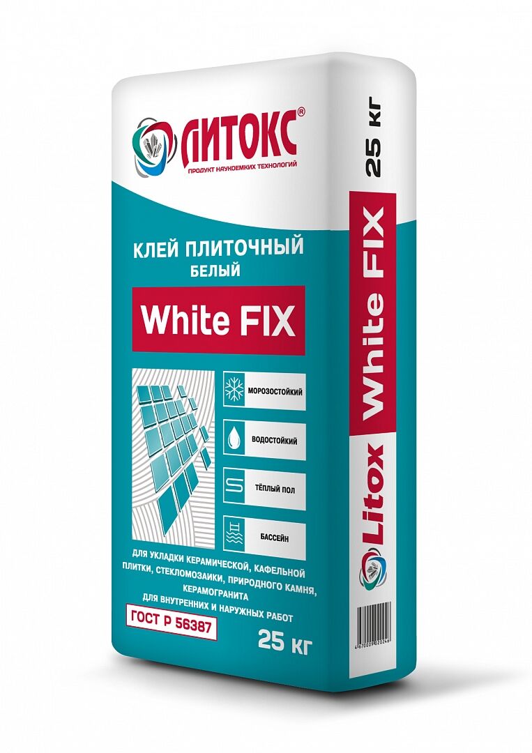 Клей плиточный белый White FIX 25кг Литокс
